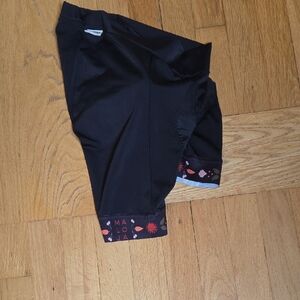 Black Cycling Shorts with Red Accents